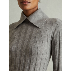 REISS WINTER Ribbed Collared Top